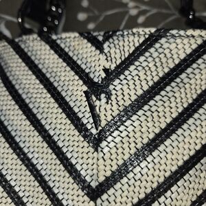 Simply Vera Vera Wang Black and Cream Chevron Shoulder Bag
